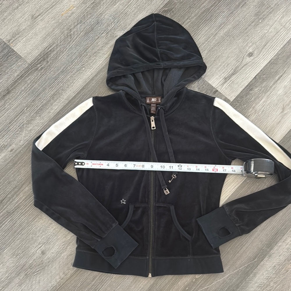 J.Lo Black and White Velour Matching Track Suit with Stripe - Picture 2 of 14